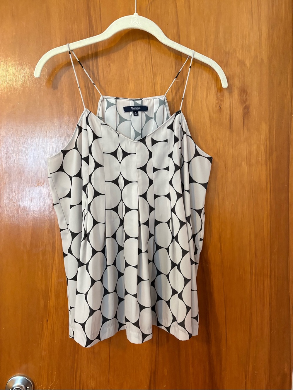 Madewell Black and White Geometric Spaghetti Strap Cami Tank Top